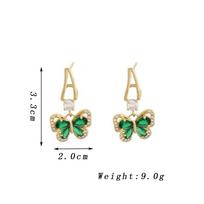 Trendy Green Crystal Wings Butterfly Drop Earrings for Women Golden Metal Circle Dangle Earrings Wedding Party Zircon