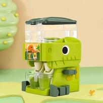 Adorable Kids' Dinosaur-Themed Dual Water Dispenser Toy /Cold Juice Drinking Fountain Enhances Imaginative Kitchen Playtime žalia