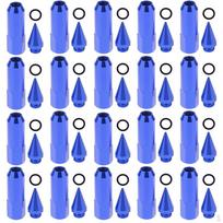 20pcs M12x1.5mm Racing Spike Wheel Rims Tuner Lug Nut Dust Cap Kit Blue