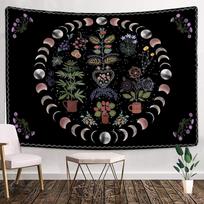 Augalų Gobelenas Boho Mėnulis ir Saulė Sienų Menas Kabinami Gobelenai Mandala Estetiškas Kambario Dekoravimas Miegamojo Dekoravimo Aksesuarai Antklodė 95x73cm