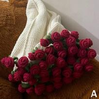 Nertas gėlių pledas Rankų darbo rožių puokštės pledas Nertas pakalnučių namų puokštė B1B6 Roses-Finished 80CM
