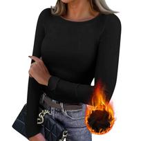 Women's  Slim Bottom T-shirt Fashion Casual Solid Color V-Neck Pullover Long Sleeve Top L juoda
