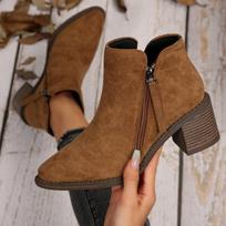 Women's Suede Ankle Martin Boots, Pointed Toe Chunky Heel High Heel Short Boots, Slim Fit Fall Winter Shoes 36 ruda