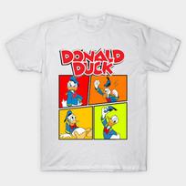 Men Black Print T-shirt Donald Duck No-Cut Transfer Paper Print Cotton Tshirt S balta