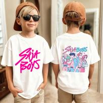 KPop Demon Hunters Saja Boys Kids T-shirts Baby Girl Boy Cartoon Short Sleeve Tops  Fans T-shirt Children's Clothing 110 balta