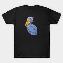 Men Black Print T-shirt Shoebill Stork No-Cut Transfer Paper Print Cotton Tshirt 3XL juoda