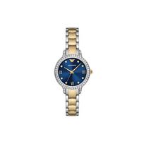 EMPORIO ARMANI Laikrodis ant riešo Kvarcinis mechanizmas Nerūdijančio plieno apyrankė 32mm Mėlynas ciferblatas Moteriškas laikrodis AR11576 Blue Dial