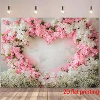 2D Širdies Gėlės Sienos Fonas Rožinis Baltas Gėlių Valentino Fotografijos Fonas 47.2x31.5inch/120*80cm
