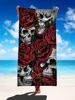 Rose Skull Beach Towel - Extra Large Microfiber Super Absorbent & Quick Dry, Perfect for Pool, Beach, Yoga, Camping W30*H60(CM)