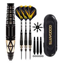 Steel Tip Darts Set Professional Darts,Brass Barrels,Metal Tip Darts,Extra-Flights,Aluminum Shafts O-Rings Darts-Case 1 black