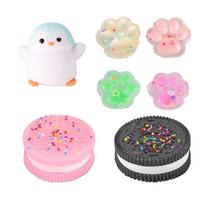 Taba Squishy Toys Set,7PCS Fufu Squishy Squeeze Toy Squishes Kit,Fufu Rainbow Squishy Cat Paw,Cute Penguin,Mochi Squishy Viscuits Squeeze Toys Kit fo