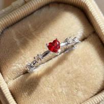 925 Sterling Silve Plated 18K Gold Zircon Red Love Heart Rings for Women Party Wedding High Quality Vintage Fine Zircon 6 varis