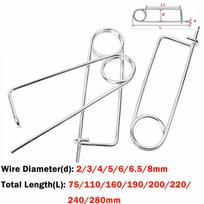 Universalus sąsagos klipsas Vielos skersmuo:2/3/4/5/6/6.5/8mm L:75-280mm Saugos kaiščiai Su spyruokle Cinkuotas anglinis plienas 2x75mm-10PCS