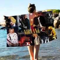 A-N-Nirvana-Rock Band Bath Towel Microfiber Soft Water Absorbing Breathable For Girl Kids Decorative Cartoon Beach Towel W30*H60(CM)