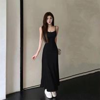 Spice girl elastic suspender dress children's summer new waist and thin one-word shoulder inner bottom dress S juoda