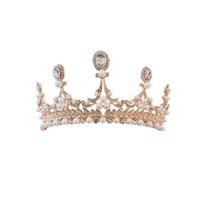 Handmade Craft Wedding Tiaras Pearl Rhinestone Princess Diadem Bridal Headbands  Women Bride auksas