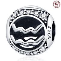 MISEFF New 925 Silver Twelve Constellation Beads Aquarius Leo Charm Beads Fit Bracelet Diy Jewelry Gifts