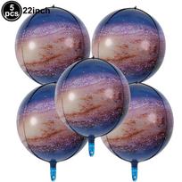 5pcs 22Inch 4D Sphere Outer Space Balloons World Map Galaxy Planet Earth Balloon Space Theme Birthday Decorations World Map Ball 22inch