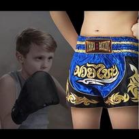 Trumpas vaikiškas - Tailando bokso Kickboxing - Spalva Mėlyna - Dydis 10-12 METŲ - 100% Poliesterio Satino S