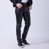 Jaunimo odinės kelnės vyriškos elastinės Slim Fit mados spalvos Baltos juostos raudonos odinės kelnės vyrams 40 juoda