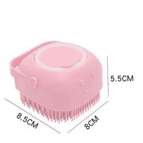Dog Bath Brush Pet Massage Brush Shampoo Dispenser, Soft Silicone Brush Rubber Bristle Pet Accessories for Dog Grooming Brush