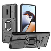 For OnePlus 12 12R 11 11R Battle Bear Slide Push Window TPU + PC Shockproof Metal Ring Car Magnetic adsorption Stand Back Case Cover Shell For OnePlus 11 juoda