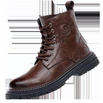 2025 Men's Genuine Leather High Top Martin Boots, Trendy Thick-Soled, Retro British Style, Plus Velvet. 44