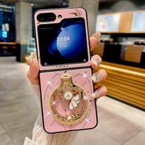 Magnetinis stovas Mielas Bling Blizgučiai Marmuras Gėlėtas Elegantiškas Telefono dėklas Samsung Galaxy Z Flip 6 5 4 3 Flip6 Flip5 Flip4 Dangtelis Galaxy Z Filp6