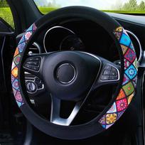 38cm Elastingas automobilio vairo užvalkalas Etninio stiliaus raštas Neslystantis Automobilio stilius Vairo užvalkalas Automobilio interjero aksesuarai gray