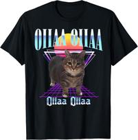 Oiia Oiia Cat Meme Funny Spining Cat Gifts for Men Women Kid T-Shirt S juoda