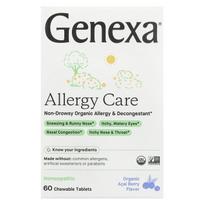 Genexa, Alergijos priežiūra, nesukeliantis mieguistumo ekologiškas alergijos ir nosies užgulimo palengvintojas, ekologiškas acai uogų, 60 kramtomųjų tablečių