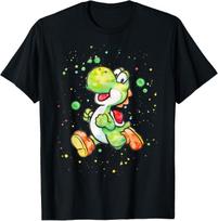 Super Mario Yoshi Watercolor Splatter Portrait T-Shirt Mens Womens Tees Top 2XL