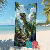 Playful Dinosaur Microfiber Bath Towel, Lightweight Quick-Dry Ultra-Soft for Pool Spa Travel W40*H60(CM)