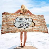 Route 66 Road Signs Microfiber Beach Towels,Quick Dry Camping Sports Yoga Gym Travel Beach Towels Lightweight Absorbent Towels W30*H60(CM)