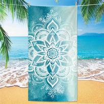 1pc Quick-Dry Blue Mandala Beach Towel, Lightweight Swim Towel for Travel Camping Pool Sports W40*H60(CM)