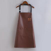 1PCS Unisex PU Bib Leather Chef Kitchen Apron Barista Bartender Pockets Apron Home Barber Coffee Restaurant Garden Pinafore kava