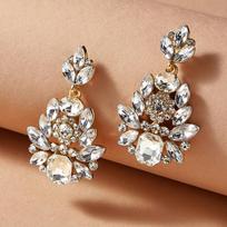 Luxurious Cubic Zirconia Women's Earrings Sparkling Crystal Copper Color Temperament Elegant Wedding Party Zircon