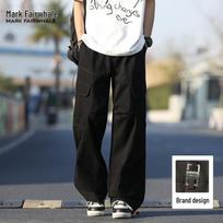 Men's Wide-Leg Cargo Cotton Casual Pants L juoda