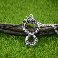 Goth Ouroboros Norse Vintage Dragon Necklace Pendant Gothic Accessories Amulet Viking Runes Jewelry Neclaces Women Men