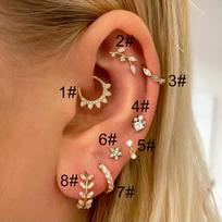 Dainty Piercing Ear Helix Rook Conch Earrings for Women 1PC Matching Lobe Daith Tragus Flat Stud Earing Fashion Sexy Zircon 1