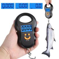 Nešiojamos žvejybos svarstyklės 110 svarų / 50 kg svorio skaitmeninės pakabinamos svarstyklės su apšviestu LCD ekranu