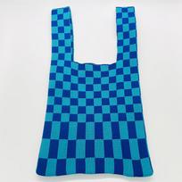 Knitted Plaid Bag Handmade Woven Tote Checkerboard Checker Clash Colour Shoulder Bag  Shopping Bag