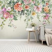 3D fototapetas Madingas Vintažinis Rankomis Dažytų Gėlių Freskos Svetainė Miegamasis Pastoralinis Stilius Namų Dekoras Sienų Popierius 200 cm(W) x 140 cm(H) gray