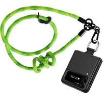 Case - BOOLING - for Samsung Galaxy Z Flip 4 - Shockproof - Detachable Lanyard - Green and Black juoda