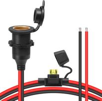SensaBliss DC12V/24V Cigarette Lighter Socket Extension Cable, 20A, 13 AWG with Lid, Waterproof, Dustproof,