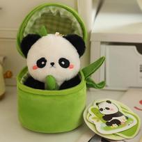 Mielas 10 cm bambukinis pandos pliušinis žaislas, mažas pakabukas, iškamšyti gyvūnai, minkštas lėlė, pūkuota panda, krepšio dekoracija, gimtadienio dovana 10cm žalia