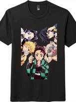 Demon Slayer Group Graphic T-Shirt, Unisex Casual Tee for Anime Enthusiasts S