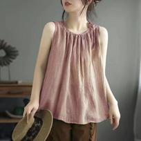 Fashion Solid Thin Linen Tanks Women Camis Blusas Loose Casual Summer Sleeveless Shirt Women Clothes Camiseta Mujer M