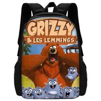 GRIZZY AND THE LEMMINGS Vaikų mokyklinė kuprinė su peties krepšiu, pieštukinių dėklai, mokyklinės krepšiai berniukams, mergaitėms, geriausia dovana