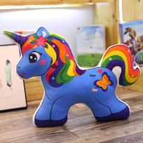 Unicorn Rainbow Pony Throw Pillow - Double-Sided Print Cushion for Girls & Babies Blue Unicorn